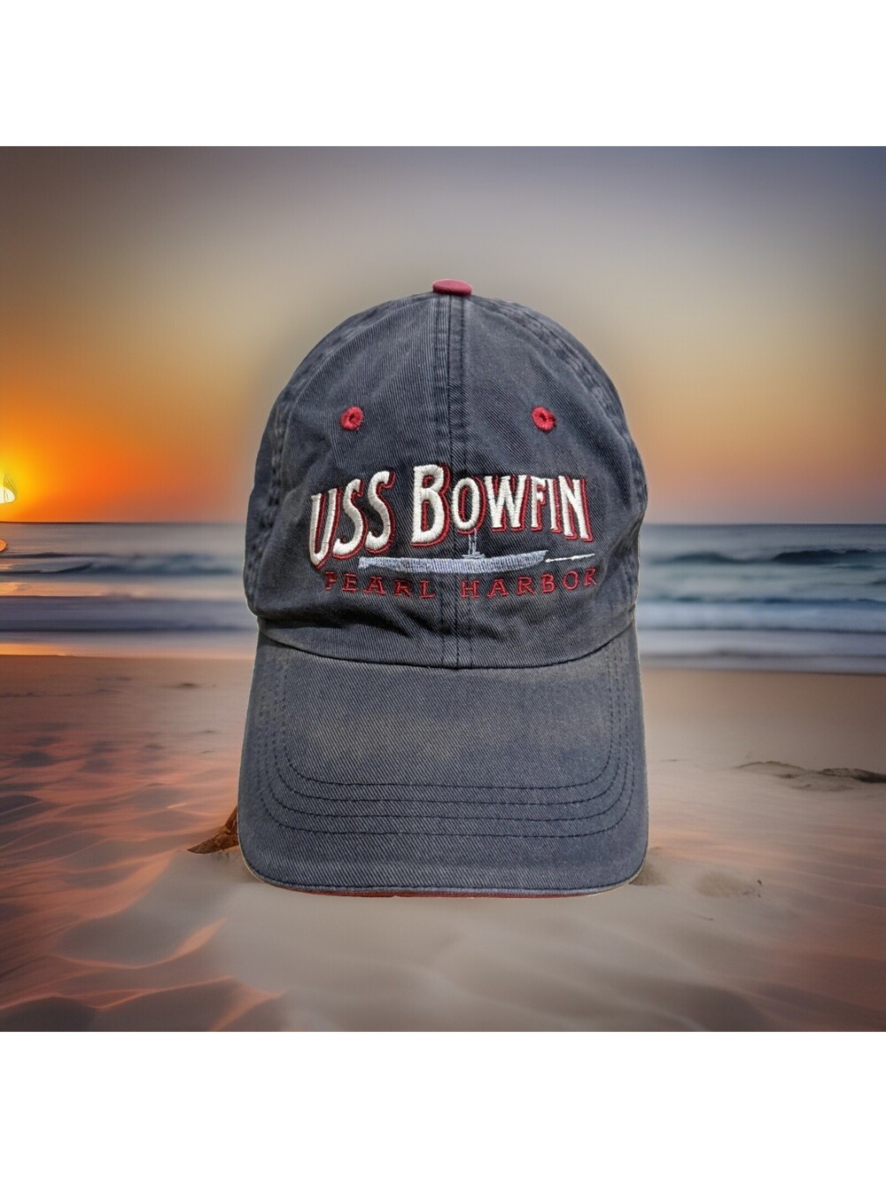 USS Bowfin Pearl Harbor Hawaii World War II Submarine Faded Baseball Cap Hat